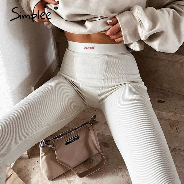 

simplee white women's tight pants high waist casual pants sports fitness solid color bodybuilding summer 2020 new, Black