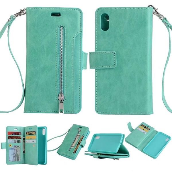 

multifunction zipper leather wallet case for iphone 11 pro max xr xs max x 8 7 6 galaxy s20 a51 a71 s10 flip holder id 9 card slot cover