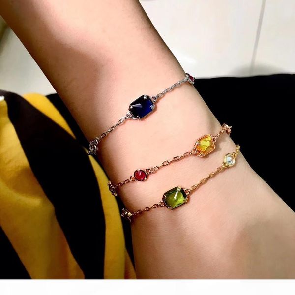 

brass material paris design bracelet with nature crystal decorate single bracelet 15.5+2.5cm charm bracelet for women and mother gift je, Black