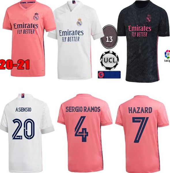 

2020 2021 fan version real madrid soccer jerseys hazard valverde camiseta 2020 2021 vinicius asensio football shirt equipment, Black