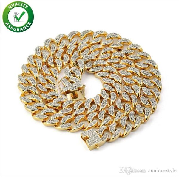 

designer necklace iced out gold chains hip hop jewelry mens diamond miami cuban link chain luxury necklace bling rapper fashion accessories, Black
