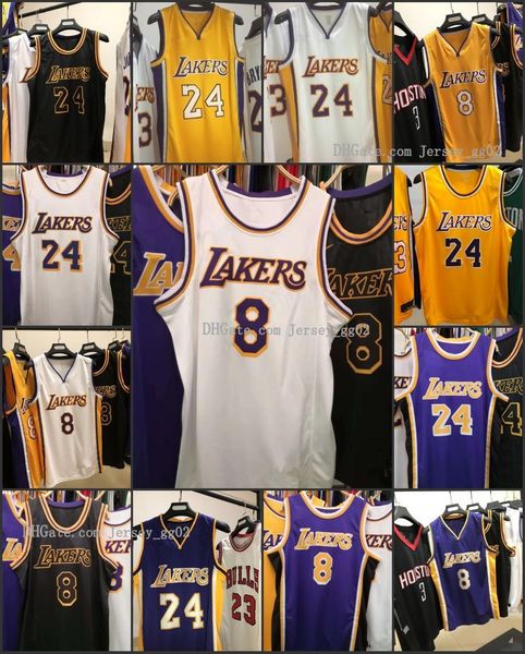 

2020 men los angeles lakers kobe bryant alternate white nba swingman basketball jersey, Black