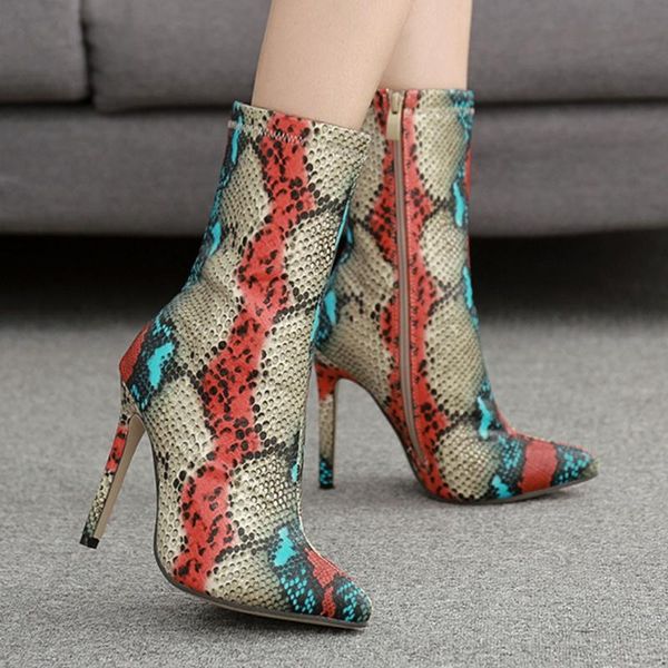 

boots high pointed elastic stiletto boot women snake stocking sock shoes pumps, Black