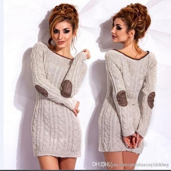 

long sleeved designer clothes casual dresses women slim fit dress spring autumn sweater mini dresses, Black;gray