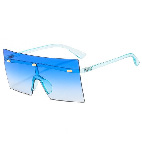 Trendy Rimless Mulheres Óculos de Sol Oversized Sul Sun Óculos De Plástico Templos Coloridos Lentes Coloridas Um Pieces 9 Cores Atacado