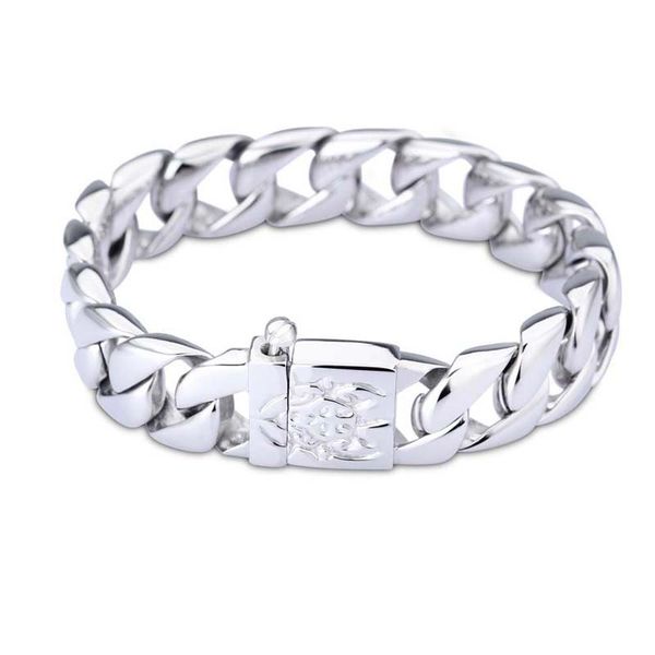 

link, chain fashion personality titanium steel bracelet men's bare silver color and gold stainless tide men jewelry, Black