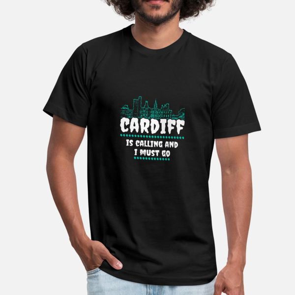 

cardiff t shirt men interesting 100% cotton crew neck cool interesting fashion spring autumn family