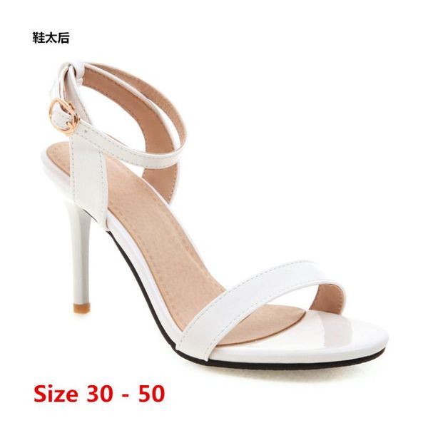 

summer pumps slingbacks sandals shoes women high heels open toe sandal lady ankle strap pump shoes woman small big size 30 - 50, Black