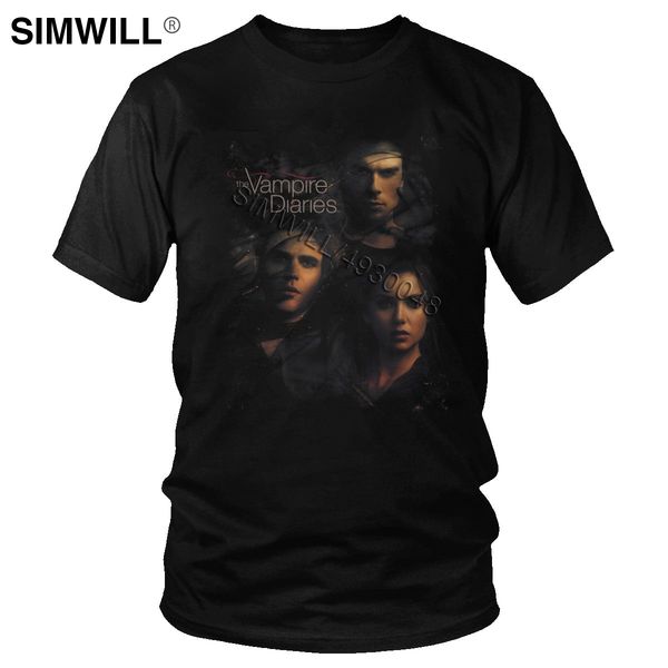 

the vampire diaries tees fashion summer pure cotton t-shirt men's short sleeves horror tv tshirt elena damon stefan t shirt gift