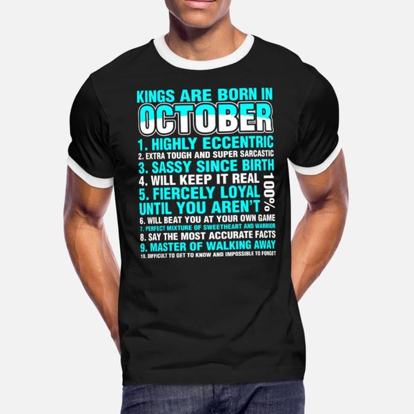 

kings are born in october t shirt men custom short sleeve s-xxxl kawaii loose comical spring autumn kawaii shirt