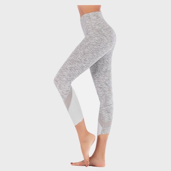 

luyogasports lu yoga leggings indoor sport gym athletic workout pants women's high waist hip-lifting cropped pants mesh wavy feet lu le, White;red