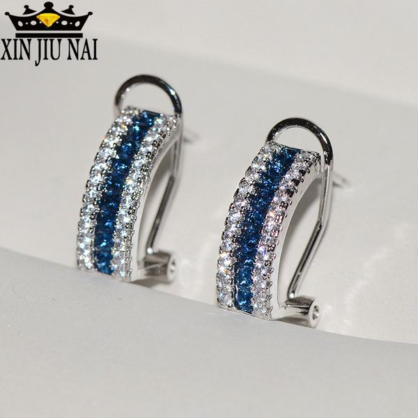

fashion drop earrring blue 5a silver statement party wedding for women bridal jewelry silver earrings