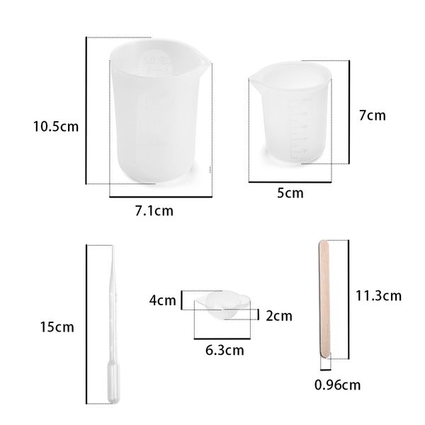 

62pcs silicone molds resin casting molds tools set dropper wood sticks 100/250ml epoxy measure cups for diy jewelry craft making