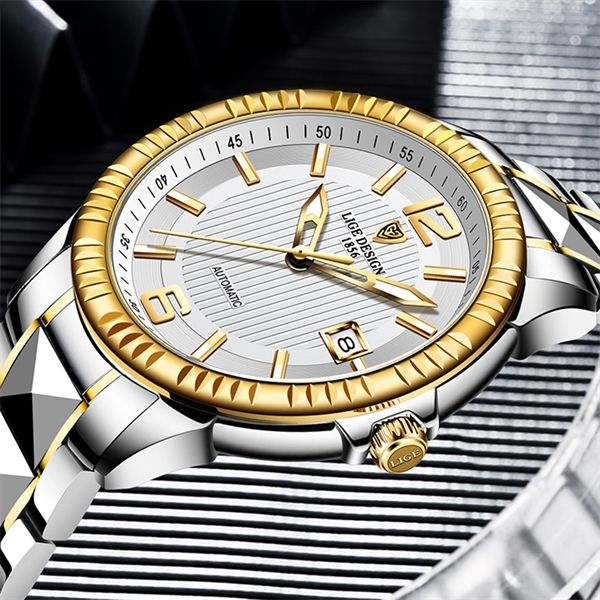 

2020 new mechanical wrist watches lige brand luxury fashion business automatic mechanical watch men high-end authentic clock 0922, Slivery;brown