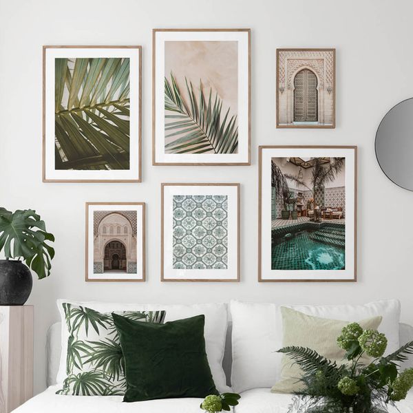 

morocco muslim east gate palm leaf wall art canvas painting nordic posters and prints wall pictures for living room wall decor