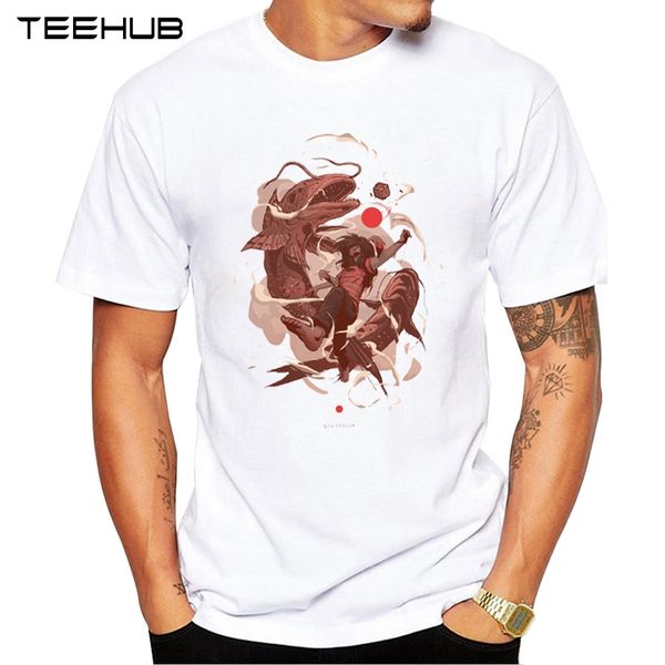 

teehub new fashion bakunawa men t-shirt fish retro printed men tee shirts short sleeve geek