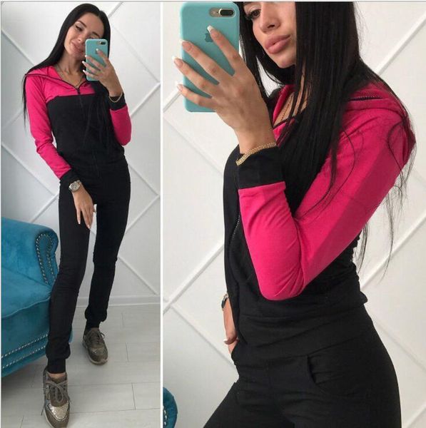 

для женщин 2pcs дизайнерские костюмы одежда мода марка письмо печати женские костюмы с капюшоном с длинным рукавом брюки спортивные наборы, Black