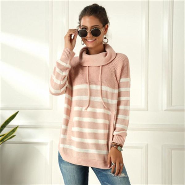 

turtle neck pullover sweaters fashion trend winter casual clothes sweater women striped long sleeved sweater designer new female loose, White;black