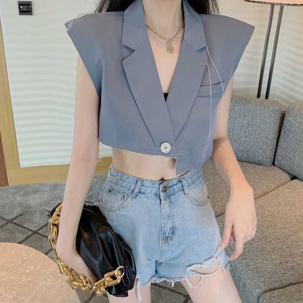 

women's vests summer clothing coats crop solid single button jackets sleeveless cardigan vest for ladies ulzzang, Black;white