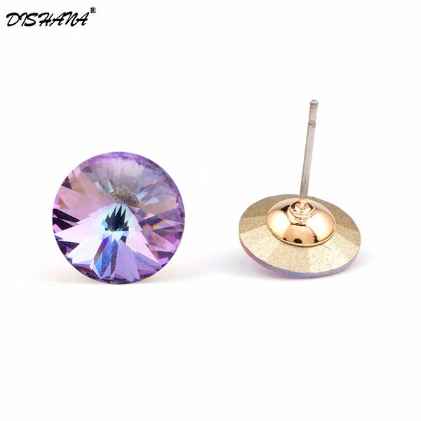 

dishana fashion jewelry earrings for women round stud earings white cubic zircon earring pendientes mujer moda studs e0456, Golden;silver