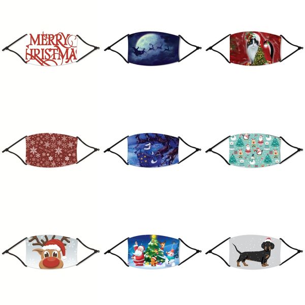 

fun face christmas mask reusable cartoon print dustproof ultraviolet-proof washable running riding bike protectivewomen christmas mas#72633, Black