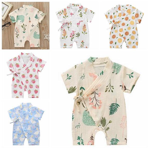 Sommer Baby Kleidung Musselin Baumwolle Neugeborenes Mädchen Strampler Kurzarm Infant Junge Overalls Nette Pyjamas Baby Kleidung 5 Designs