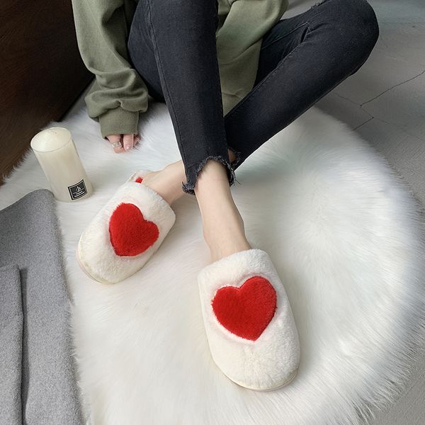 

new cover toe fur shoes flock home slippers women's pantofle slides fashion low plush massage flat luxury soft rome rubber, Black