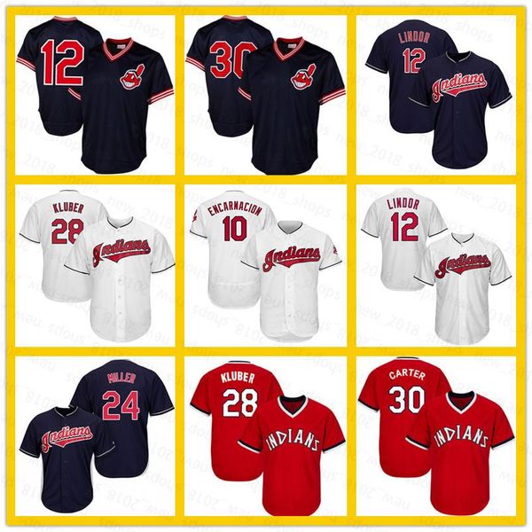 

11 хосе рамирес джерси 12 francisco lindor 28 corey клюбер 30 джо картер эдвин encarnacion майк clevinger карлос сантана индейцы меркадо, Blue;black