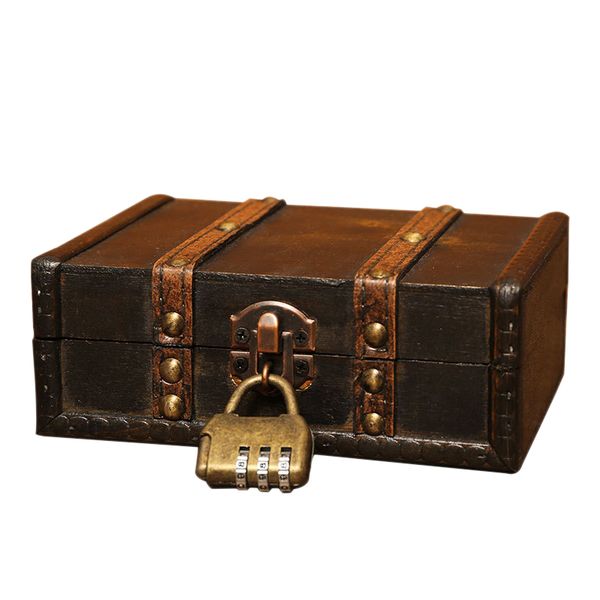 

wooden storage jewelry box vintage wood box with metal lock wedding gift, Pink;blue