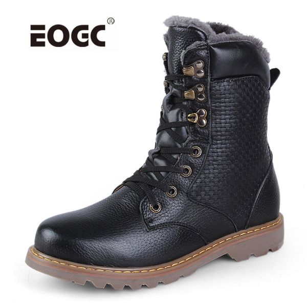 

handmade men winter boots male ankle boots waterproof warm fur snow shoes men chaussure homme dropshipping, Black