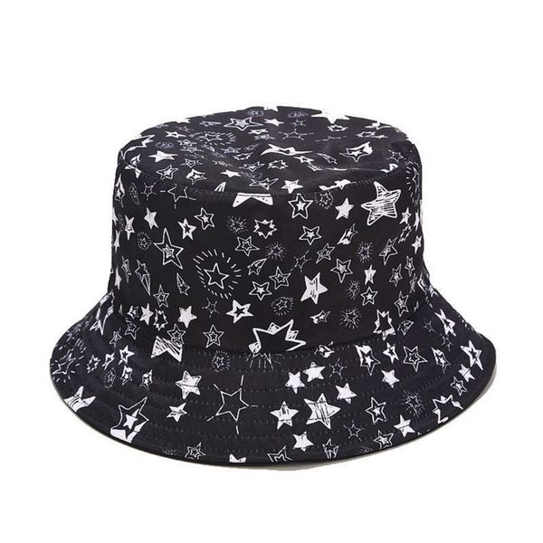 

reversible harajuku bucket hat cartoon graffiti hip hop fisherman cap high quality, Blue;gray
