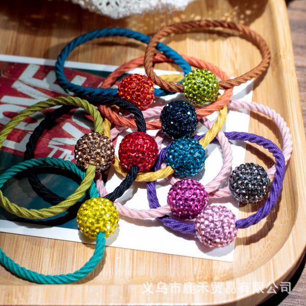 

south korea ins fashion full of crystals candy-colored hairband girl's shiny bar ponytail simple versatile beads hair band hair, Brown