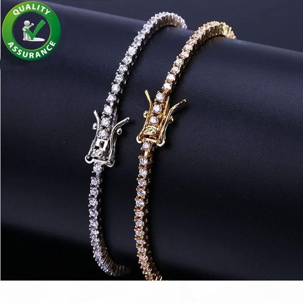 

iced out chains diamond tennis bracelet mens hip hop jewelry 18k gold plated bracelets micro paved cz sparkling luxury bangle wrist wrap, Golden;silver