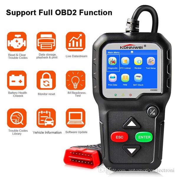 Scanner OBD2 OBD Auto Diagnostico Diagnostico Auto Diagnostico Konnwei KW680 Leggi Codici di errore di errore chiaro OBD2 Automotive Scanner249p