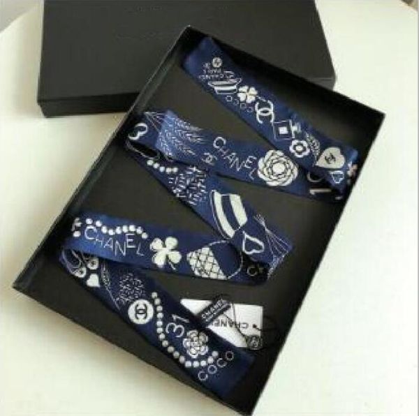 

2020 new designer silk handbag long scarf shawl for women italy brands silk scarves small scarfs for bag head scarf, Blue;gray