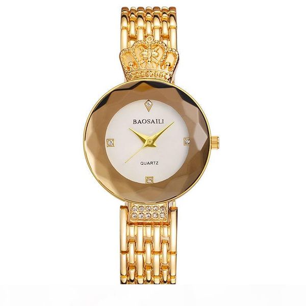 

europe and the united states new fashion retro rose gold crown ladies watch high-grade alloy quartz watch, Slivery;brown