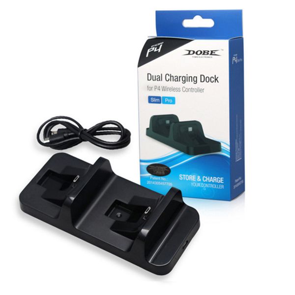 Caricabatterie a doppia maniglia per controller wireless PS4 Supporto per culla per caricabatterie da gioco con supporto per docking station di ricarica USB doppio