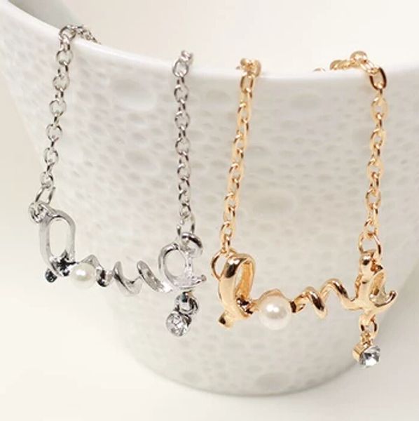 

wholesale-xl059 korean fashion jewelry gently around the love letters love chic necklace hearts, Silver
