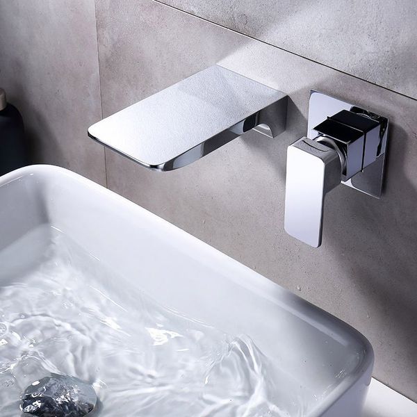 

chrome wall mounted basin faucet matt brass bathroom waterfall mixer water tap bathroom cold and water taps bracket single handle