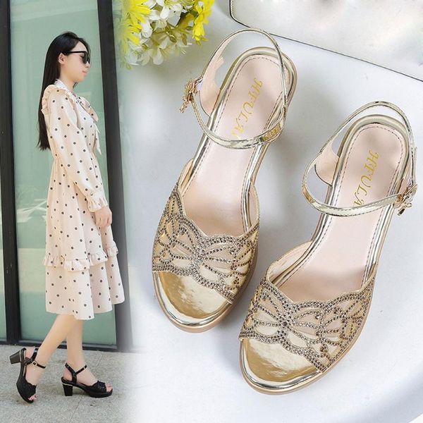 

рыба рот голеностопного середина платформы пятки сандалии женские туфли block party mesh hollow высокие сандалии пятки для женщин zapatos de, Black