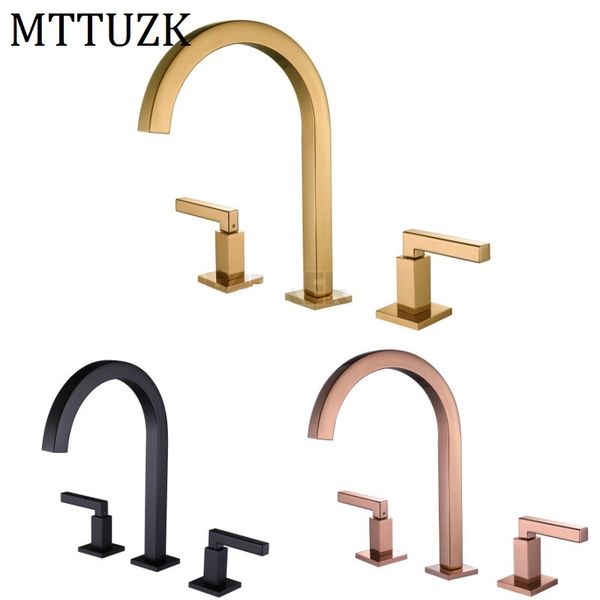 

mttuzk латунь розового золото горячей холодной воды смеситель бассейн площадь fuacet 3шт / набор бассейн 3 отверстие split кран mablack ванн