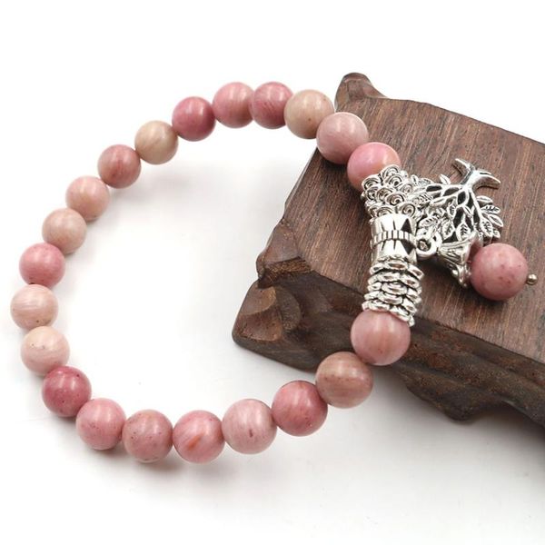 

beaded, strands xsm 8mm natural rhodonite beads bracelet lotus flower tree of life meditation prayer rosary stone bracelets bangles jewelry, Black