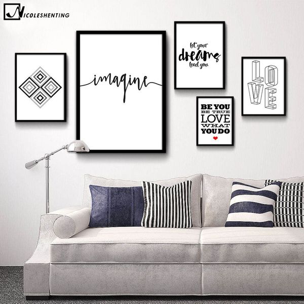 

motivational quote minimalist art canvas poster print abstract painting black white wall picture modern home decoration