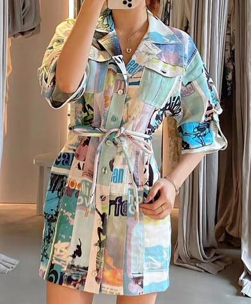 

2020 summer new mosaics color lapel french style small retro ramie show thin shirt style dress fashion, Black;pink