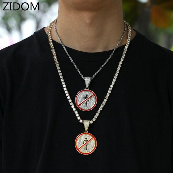 

men hip hop iced out no sing shape pendant necklaces pave setting cubic zirconia male hiphop funny necklace jewelry gifts, Silver