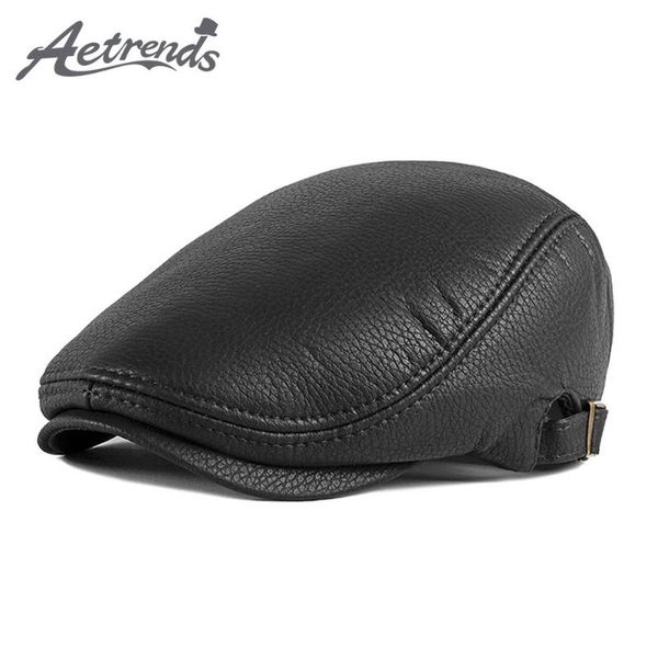 

berets [aetrends] pu leather sboy cap winter male warm visors snapback caps for men bone gorras casquette z-10112, Blue;gray