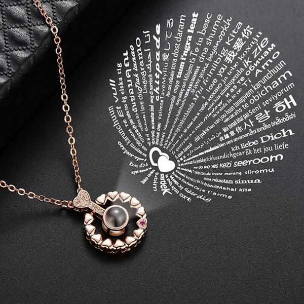 

i love you necklace 100 languages heart necklace love memory projection pendant for women gifts for mother's day 2020, Silver