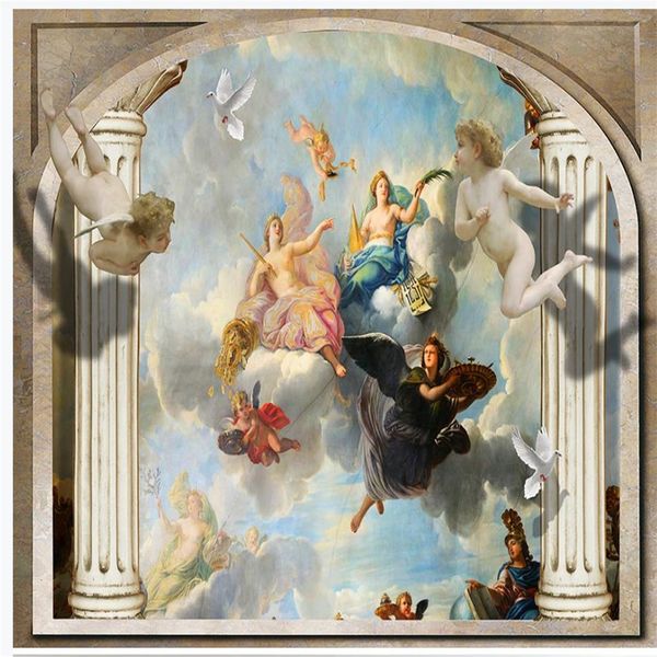 

3d stereoscopic wallpaper european retro roman column angel wallpapers character l living room 3d background wall