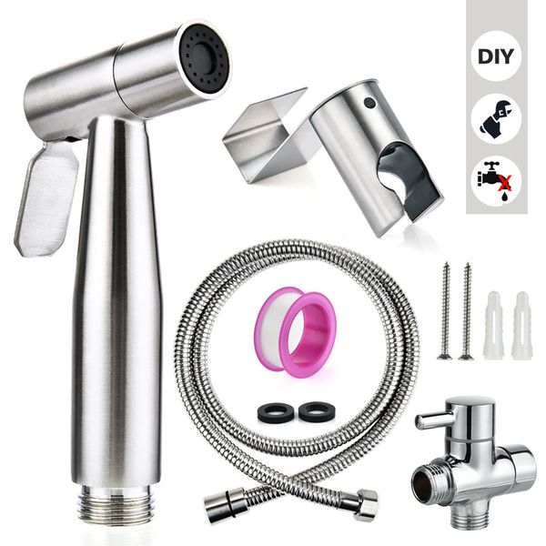 

stainless steel toilet shower with adapter handheld no leaking bidet sprayer set