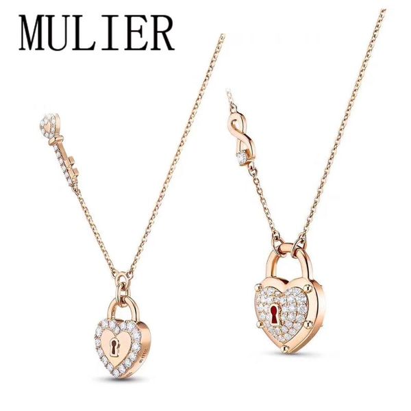

high-quality swa fashion [new] female necklace jewelry. exquisite shiny heart lock love lady luxury romance girlfriend gift, Silver